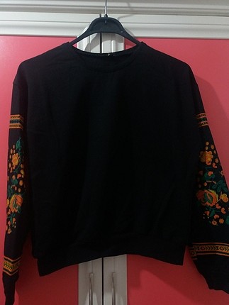 kolları desenli sade sweat