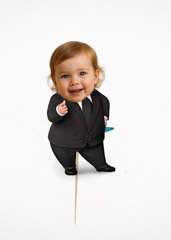 Patron Bebek Temalı  Fotoğraflı Cupcake Kürdanları - Görsel 2