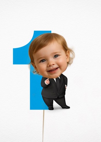 Patron Bebek Temalı  Fotoğraflı Cupcake Kürdanları - Görsel 5