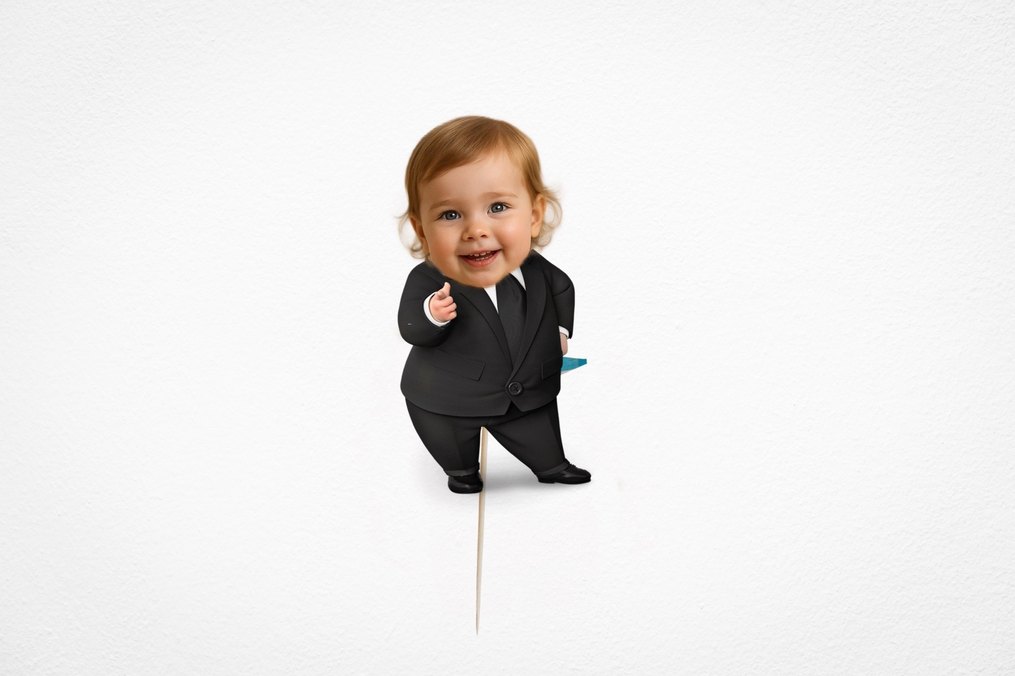 Patron Bebek Temalı  Fotoğraflı Cupcake Kürdanları - Görsel 2