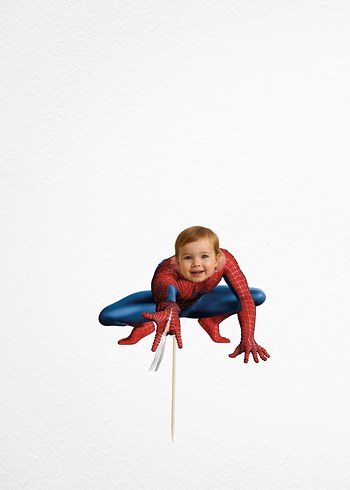 Spiderman Temalı Özel Tasarımlı Fotoğraflı Cupcake Kürdanlar - Görsel 6