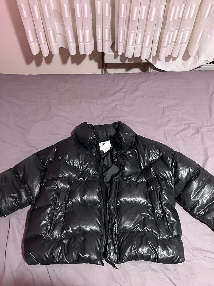 Siyah Kadın Puff Mont, Yüksek Yaka, Midi Boy - Görsel 3