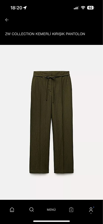 Kemerli kırışık pantolon