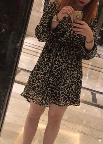 Leoparlı elbise