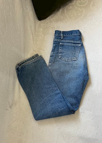 33 Beden mavi Renk Geniş Kesim Mavi Midi Boy Kot Pantolon