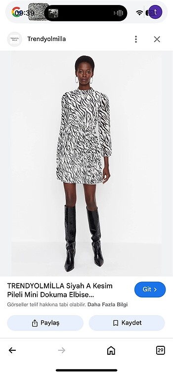 Zebra desen elbise