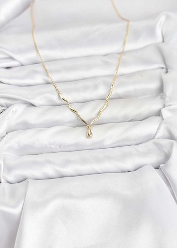 Şık Altın Renkli Zincir Detaylı Midi Kolye - Görsel 2