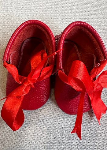 Kız Bebek Kırmızı Deri İlk Adım Ayakkabısı - Görsel 3
