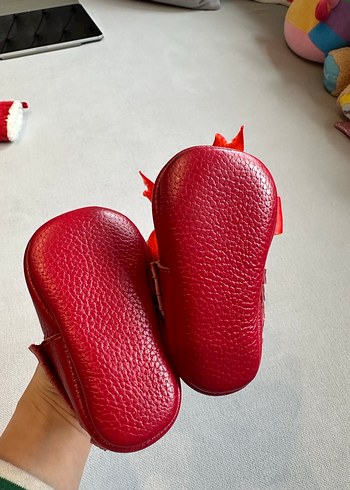 Kız Bebek Kırmızı Deri İlk Adım Ayakkabısı - Görsel 2