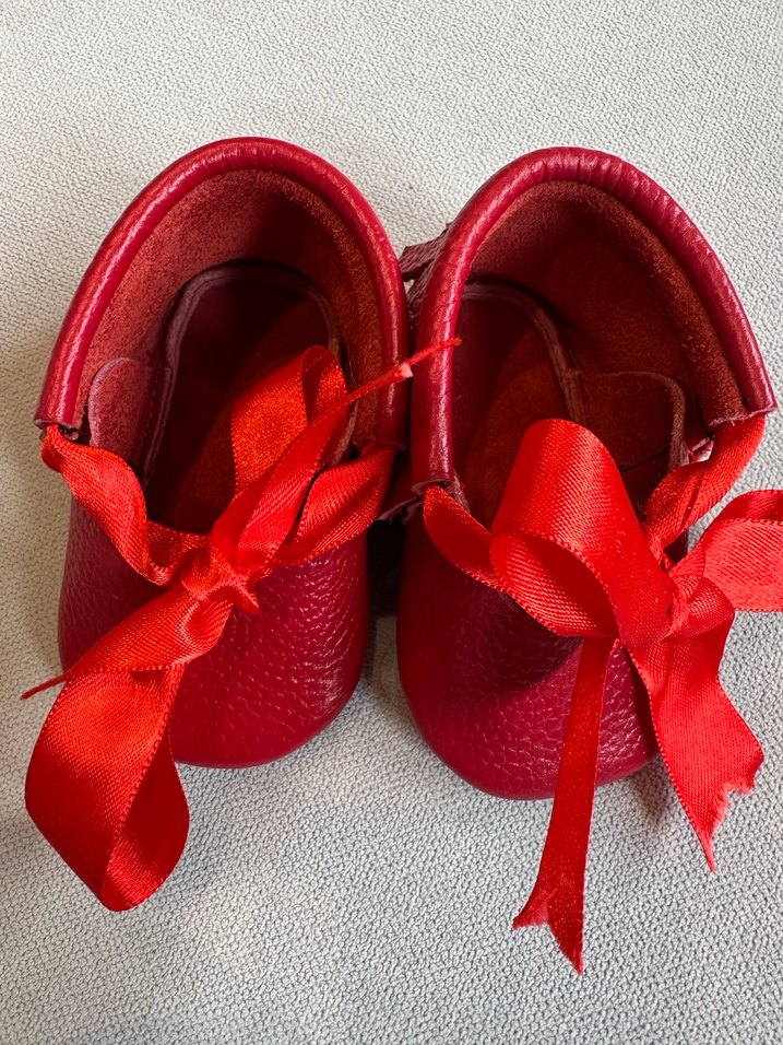 Kız Bebek Kırmızı Deri İlk Adım Ayakkabısı - Görsel 3
