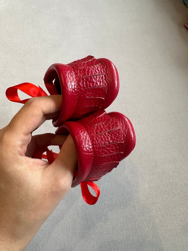 Kız Bebek Kırmızı Deri İlk Adım Ayakkabısı - Görsel 4