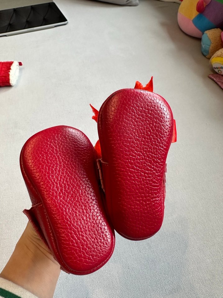 Kız Bebek Kırmızı Deri İlk Adım Ayakkabısı - Görsel 2