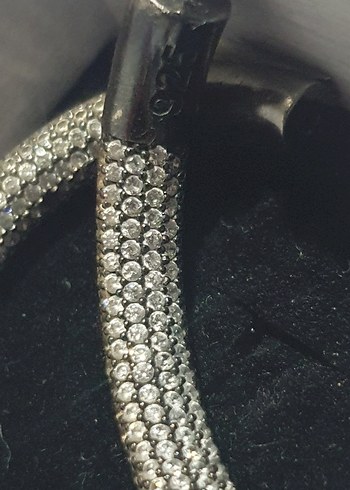 Gri Yılan Desenli Taşlı Kadın Halka Küpe 925 Ayar - Görsel 3