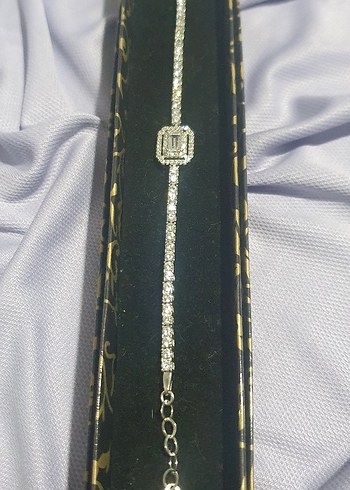 Sterling silver 925 Ayar Baget Tasli Suyolu Modern Bileklik