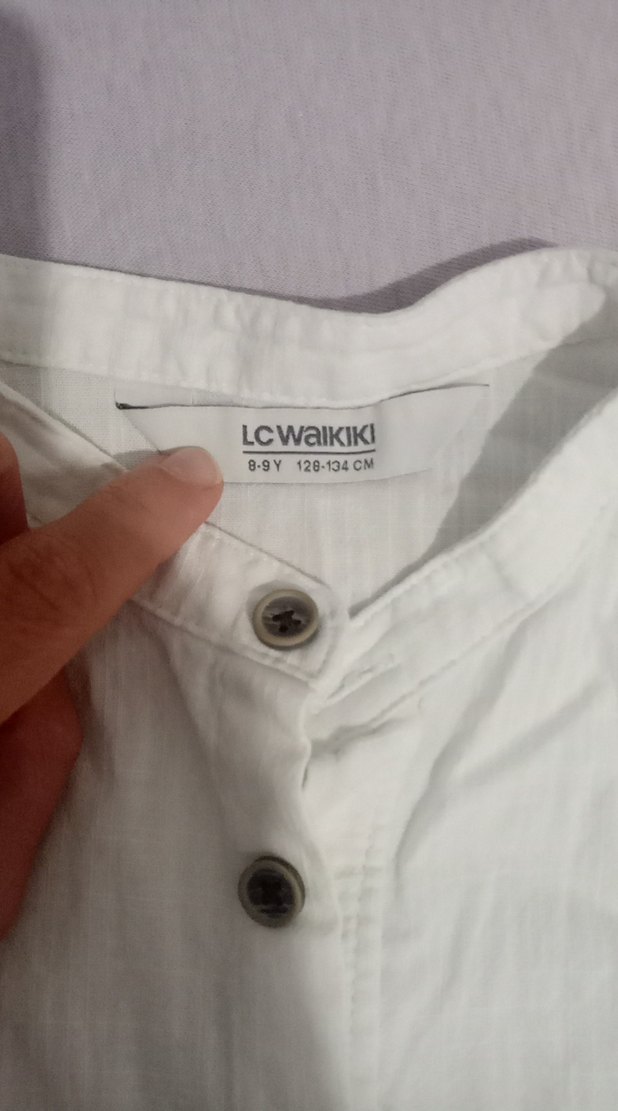 Erkek çocuk Beyaz Kısa Kollu Keten Gömlek - Görsel 2