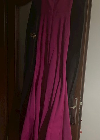 Pembe Straplez balık Abiye Elbise - Görsel 4