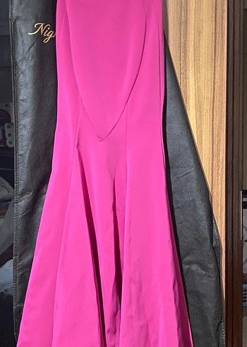 Pembe Straplez balık Abiye Elbise - Görsel 7