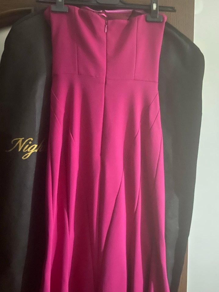 Pembe Straplez balık Abiye Elbise - Görsel 5