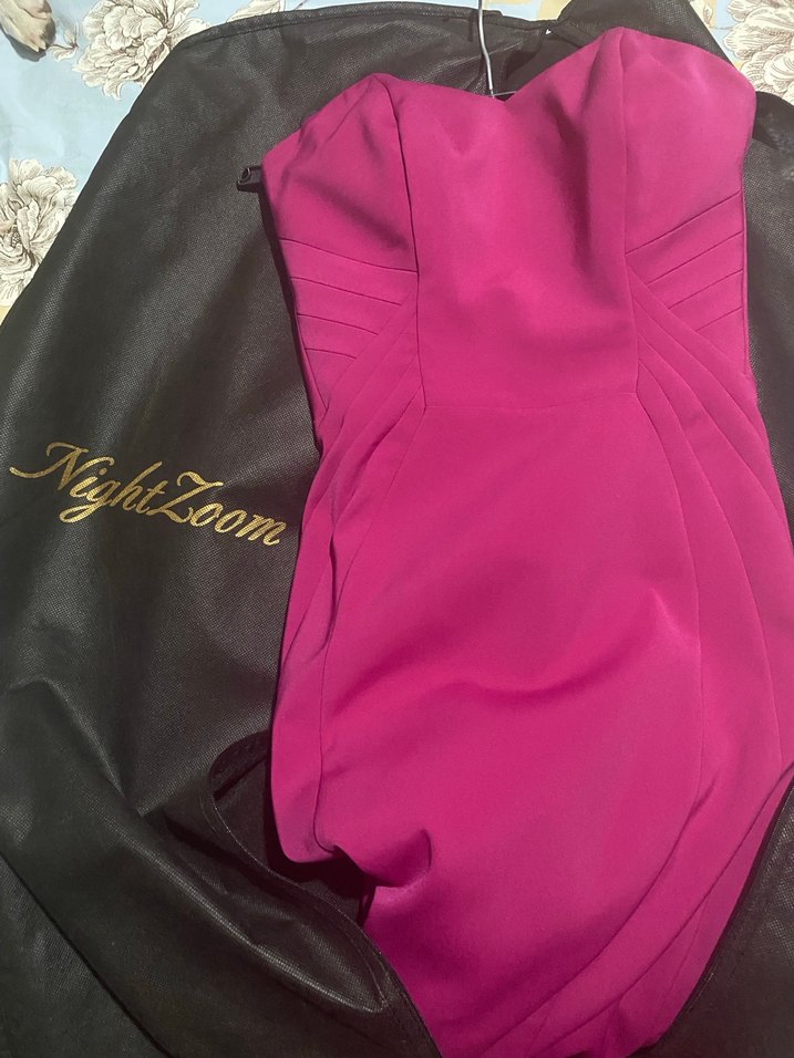 Pembe Straplez balık Abiye Elbise - Görsel 2