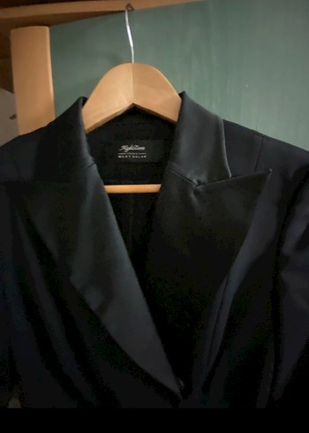 Siyah kruvaze Uzun  Blazer  Ceket Elbise - Görsel 5