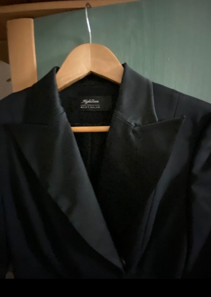 Siyah kruvaze Uzun  Blazer  Ceket Elbise - Görsel 5