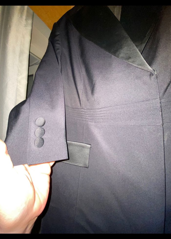 Siyah kruvaze Uzun  Blazer  Ceket Elbise — görsel 7/8