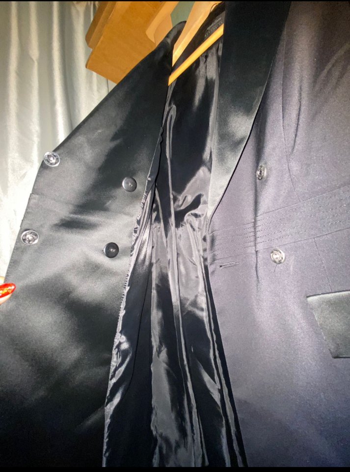 Siyah kruvaze Uzun  Blazer  Ceket Elbise - Görsel 3