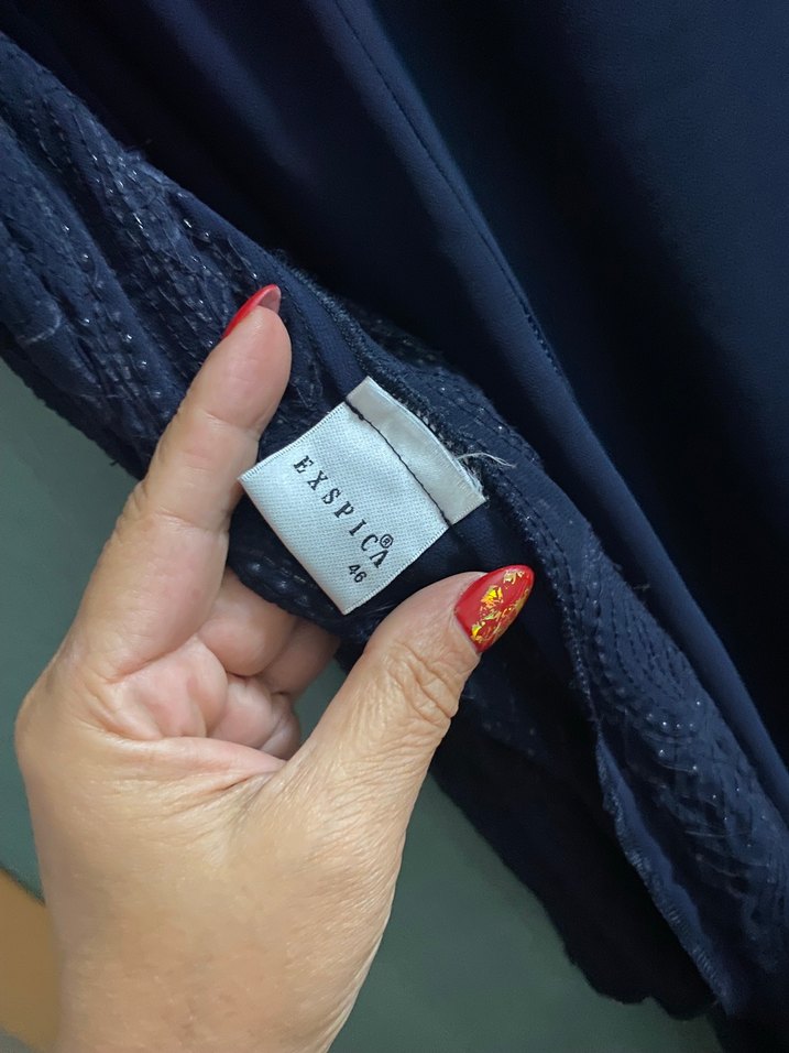 Lacivert Payetli Uzun Kadın Gece Elbisesi - Görsel 4