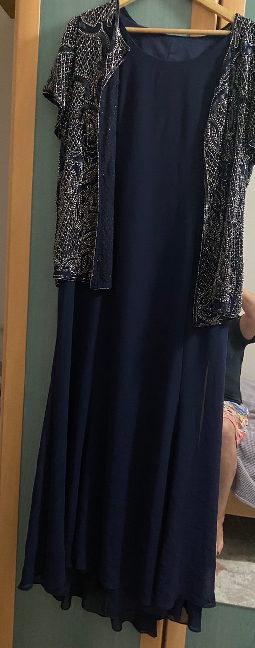 Lacivert Payetli Uzun Kadın Gece Elbisesi - Görsel 5