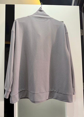 Gri Yarım Fermuarlı Yüksek Yakalı Sweatshirt - Görsel 4