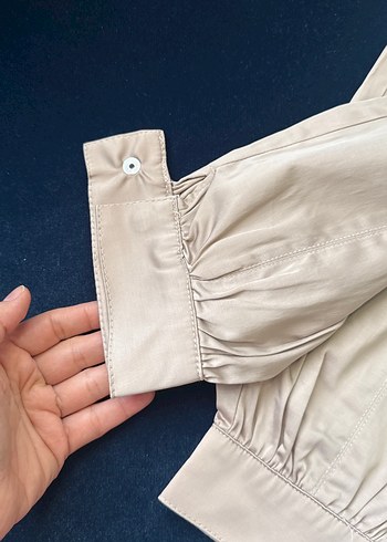 Bej Düğmeli Rahat Kesim Kadın Kumaş Pantolon - Görsel 4