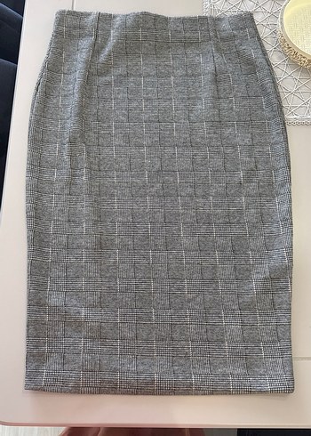 Gri Ekose Midi Kalem Etek - Görsel 4