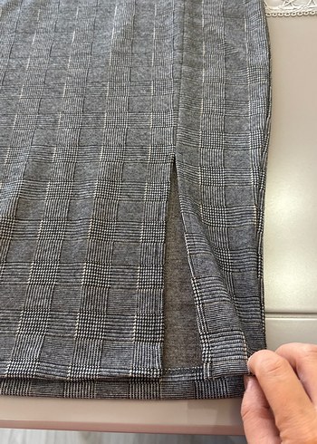 Gri Ekose Midi Kalem Etek - Görsel 2