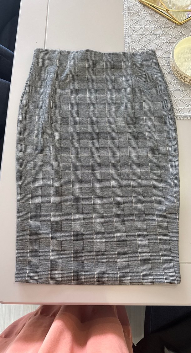 Gri Ekose Midi Kalem Etek - Görsel 4