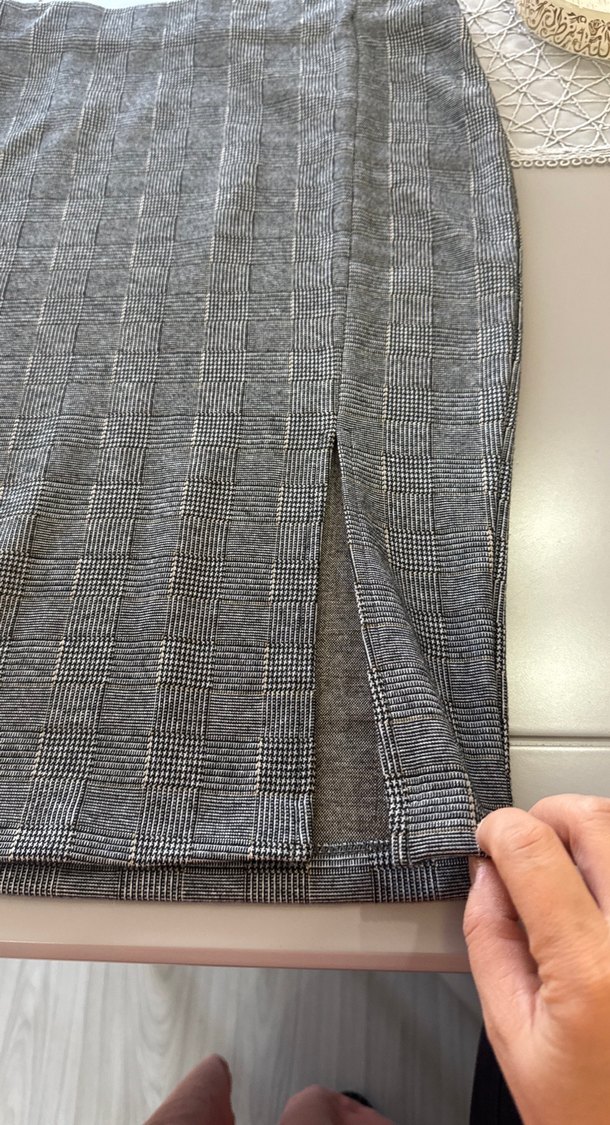 Gri Ekose Midi Kalem Etek - Görsel 2