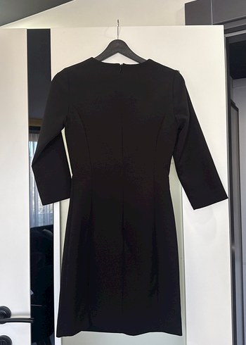 Siyah Drapeli Midi Ofis Elbisesi - Görsel 4