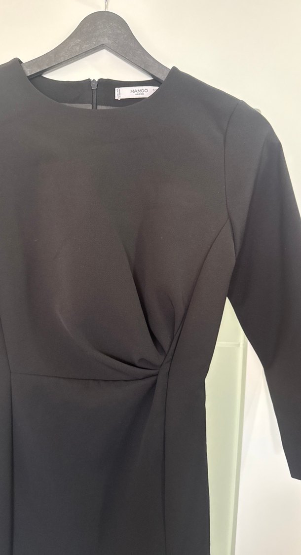 Siyah Drapeli Midi Ofis Elbisesi - Görsel 2