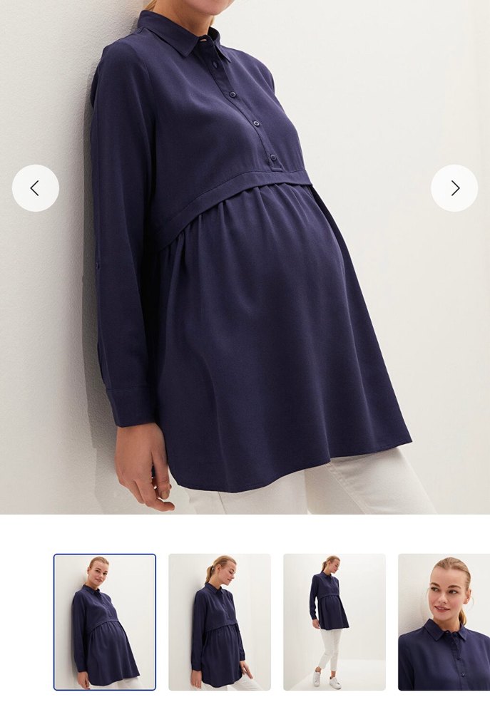 Düğmeli Lacivert Hamile Tunik - Görsel 2