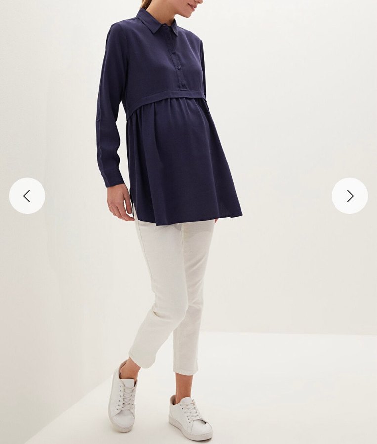 Lacivert Düğmeli Hamile Tunik - Görsel 2