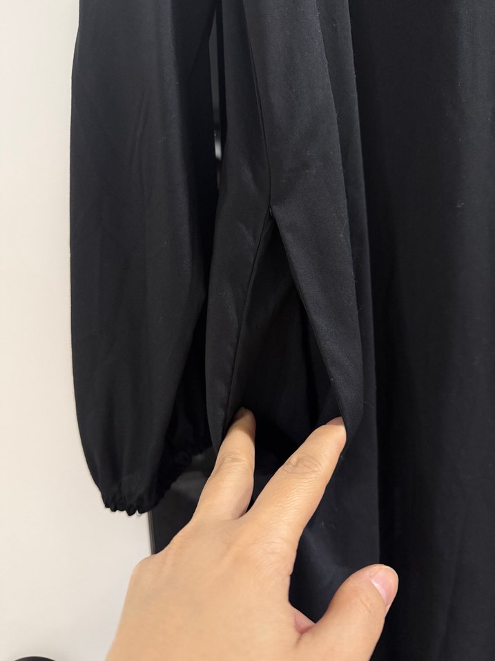 Siyah Uzun Kollu Hakim Yaka Elbise - Görsel 3