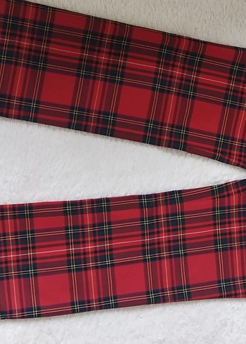 Kırmızı Ekose Kadın Midi Kumaş Pantolon - Görsel 2