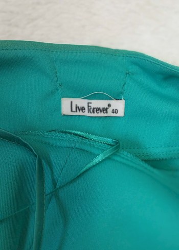 Turkuaz (yeşil )Drapeli Uzun Abiye Elbise - Görsel 2