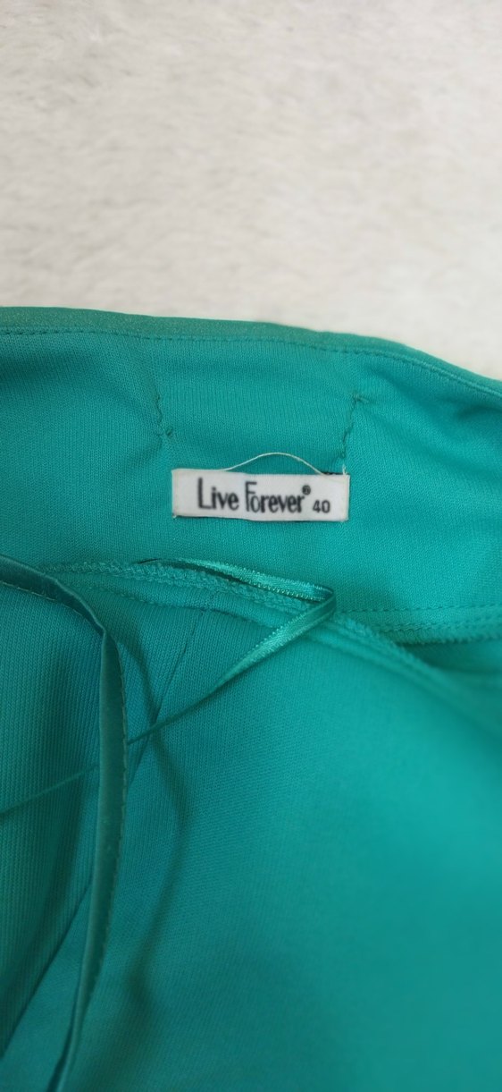 Turkuaz (yeşil )Drapeli Uzun Abiye Elbise - Görsel 2