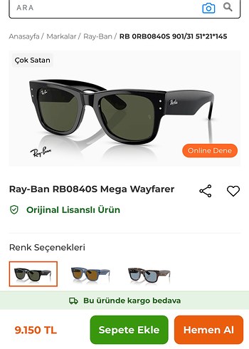 Ray Ban Mega Wayfarer Gunes Gozlugu