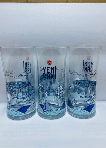 Yeni Rakı Temalı 3'lü Mavi Rakı Bardağı - Görsel 2
