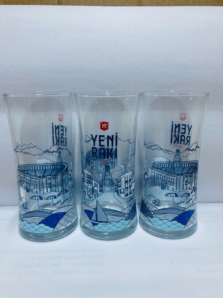 Yeni Rakı Temalı 3'lü Mavi Rakı Bardağı - Görsel 2