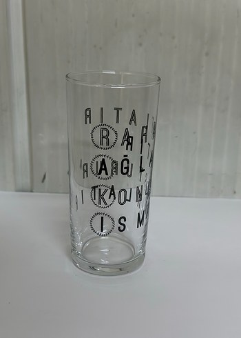 Bej Renkli Yazılı İnce Cam Bardak rakı
