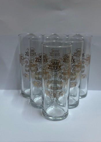 Sarı Zeybek rakı bardağı Altın Renkli Bardak Seti