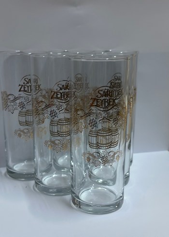 Paşabahçe Sarı Zeybek rakı bardağı Altın Renkli Bardak Seti