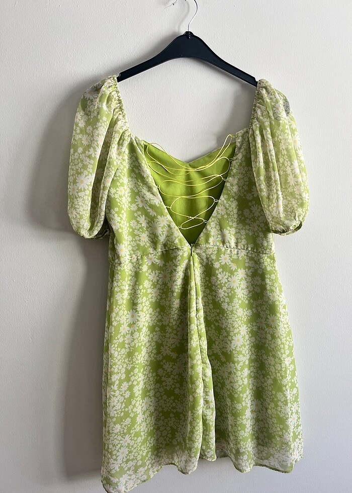 Sırtı Bağlama Detay Prenses Kol Elbise - Görsel 2